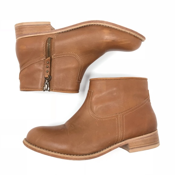 Nordstrom Hinge Cognac Leather Short Ankle Boots - Picture 5 of 8
